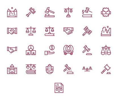 25 256x256 Icons for Settlement in Pixel Optimized Regular Line Format vector