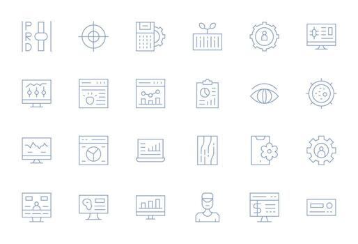 Dashboard Icon Toolkit featuring 24 Pixel Aligned 128x128 Thin Line elements vector