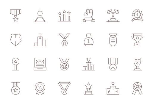 Trophy Digital Pack containing 24 Pixel Optimized Thin Line 256x256 Icons vector