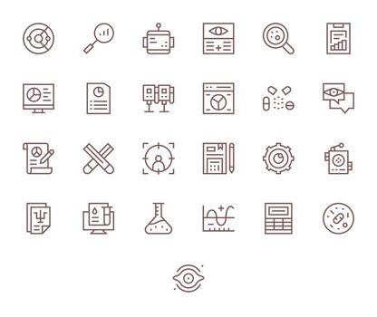 25 regular línea íconos para análisis en crujiente 64 x 64 píxel optimizado resolución vector