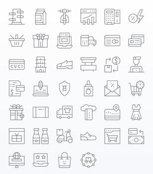 ECommerce Icon Toolkit featuring 40 Editable 128x128 Thin Line elements vector