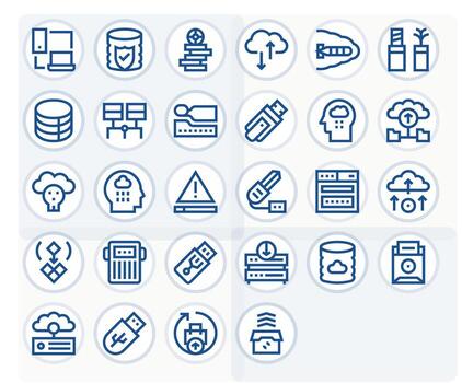 28 Bold Line Pixel Aligned Vectors for Data Backup Theme