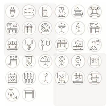 Thin Line Pixel Aligned Icons from Stand Set with 32 High Resolution Icons vector