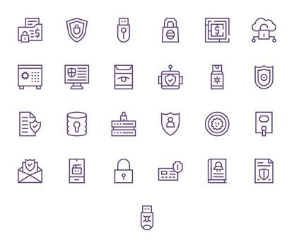 25 Icons for Encrypted featuring High Resolution Pixel Optimized Regular Line Graphics vector