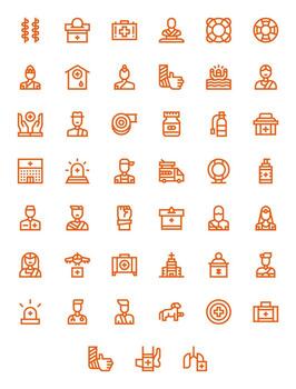 45 Bold Line Icons designed for First Aid in 256x256 Pixel Optimized format vector