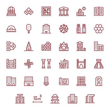 Architecture Complete Package with 35 128x128 Regular Line Editable Icons vector