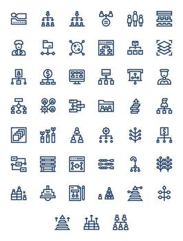 Hierarchy Complete Package with 45 256x256 Bold Line Display Perfect Icons vector