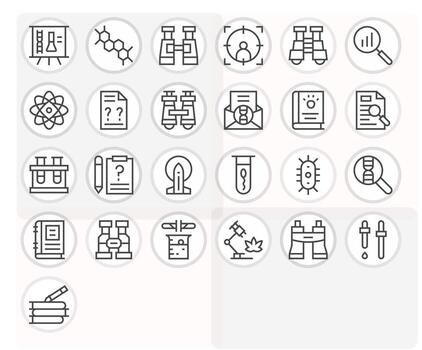 25 Regular Line Pixel Optimized Vectors for Research Theme