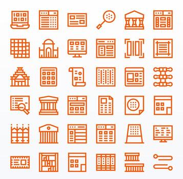 36 Pixel Optimized Bold Line Icons from Columns Collection vector