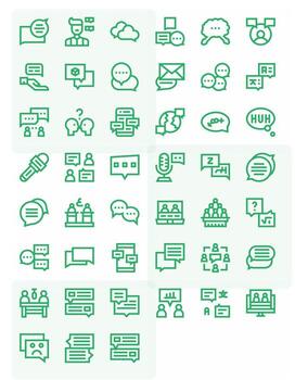 Dialogue Comprehensive Bundle with 45 Detail Enhanced Bold Line High Resolution Icons vector