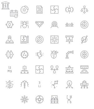 40 256x256 Delgado línea íconos para diagrama con píxel Perfecto precisión vector