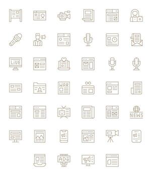 Thin Line Pixel Optimized Icons from News Set with 40 256x256 Icons vector