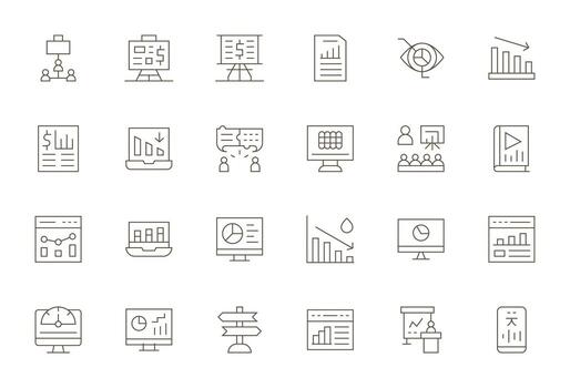 cartas gráficos paquete incluso 24 Delgado línea alto resolución editable íconos vector