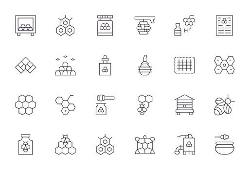 Honeycomb Graphics featuring 24 Thin Line PIXEL Perfect High Resolution Designs vector