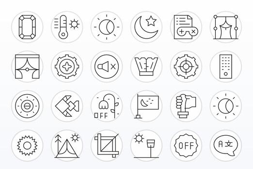 24 64x64 Thin Line Pixel Aligned Icons for Setting Projects vector