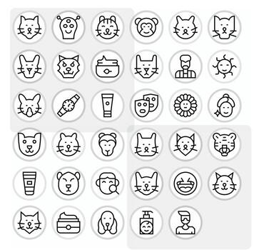 35 128x128 Regular Line Icons optimized for Face Editable display vector