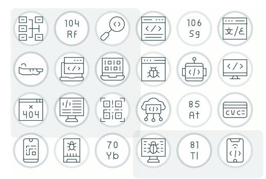 24 Icons for Code optimized in Detail Enhanced High Resolution Thin Line resolution vector