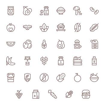 Healthy Comprehensive Bundle with 35 PIXEL Perfect Regular Line High Resolution Icons vector