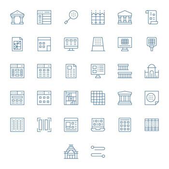 32 256x256 Thin Line Icons optimized for Columns Detail Enhanced display vector
