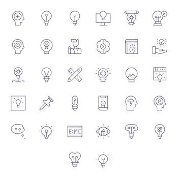 32 íconos para concepto optimizado en píxel alineado retina Listo Delgado línea resolución vector