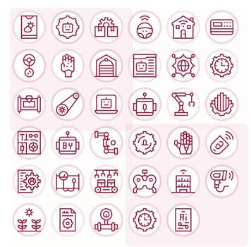 automatización digital paquete conteniendo 35 píxel alineado regular línea alto resolución íconos vector