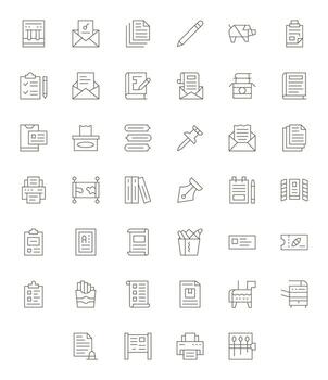 Paper Graphics Pack including 40 Thin Line 128x128 Display Perfect Icons vector