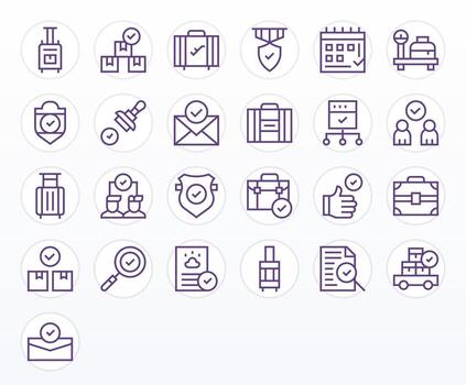 Checked 64x64 Icon Pack with 25 Regular Line PIXEL Perfect Elements vector