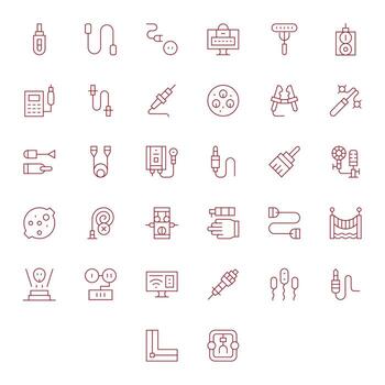 32 íconos para cable optimizado en píxel optimizado alto resolución Delgado línea resolución vector