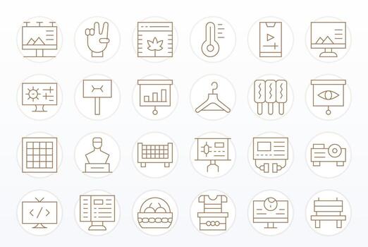 Display Ultimate Package with 24 256x256 Thin Line Pixel Aligned Icons vector