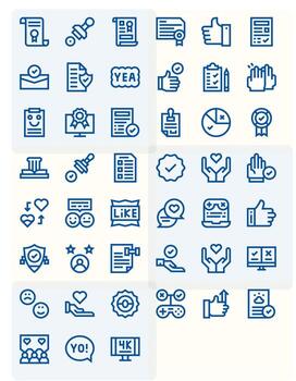 45 128x128 Bold Line Pixel Aligned Icons for Approval Projects vector