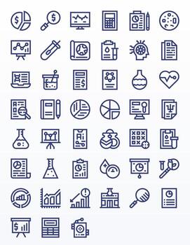 análisis alto resolución icono paquete con 45 negrita línea píxel optimizado elementos vector