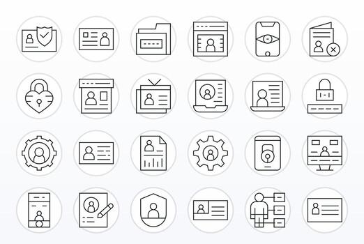 24 Thin Line PIXEL Perfect Icons crafted for Personal Data High Resolution applications vector