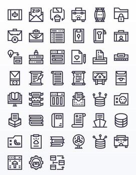 archivo icono conjunto con 45 negrita línea 128x128 monitor Perfecto gráficos vector