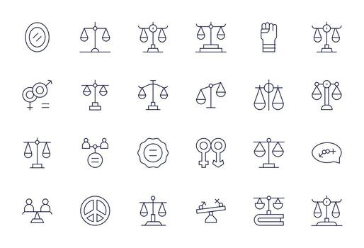 24 Icons inspired by Equality in Display Perfect Retina Ready Thin Line quality vector