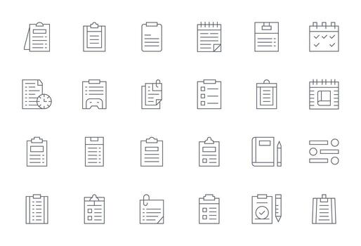 que hacer exclusivo conjunto presentando 24 Delgado línea píxel alineado 64 x 64 íconos vector