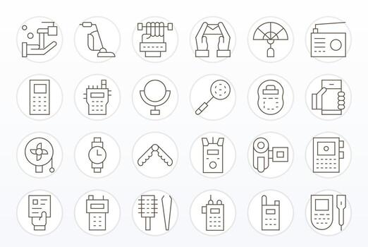 24 Icons for Handheld featuring 128x128 Pixel Aligned Thin Line Graphics vector