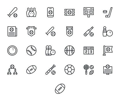 25 Pixel Optimized Icons themed around League in High Resolution Regular Line format vector