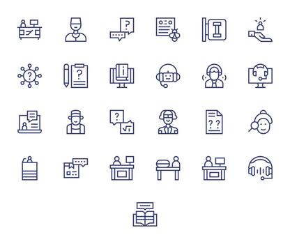 25 Icons inspired by Help Desk in Display Perfect 256x256 Regular Line quality vector