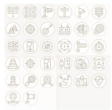 32 Thin Line Pixel Aligned 64x64 Icons from Direction Suite vector