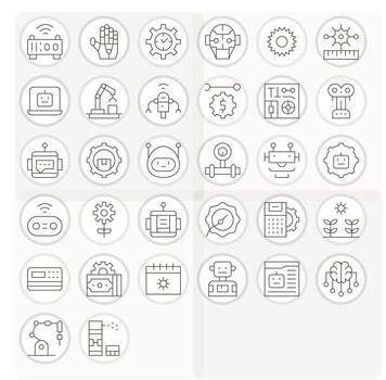 32 64x64 Icons for Automation in Pixel Optimized Thin Line Format vector