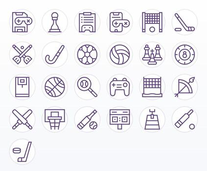 25 Icons for Gameplay featuring 64x64 Pixel Optimized Regular Line Graphics vector