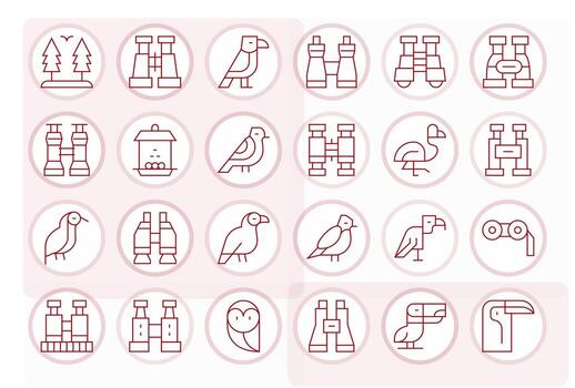 24 128x128 Thin Line Icons optimized for Birdwatching Display Perfect display vector