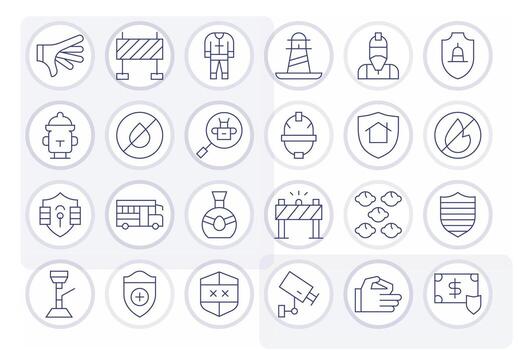 Safety PIXEL Perfect Set with 24 High Resolution Thin Line Icons vector