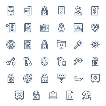 Password including 35 High Resolution Regular Line Illustrations vector