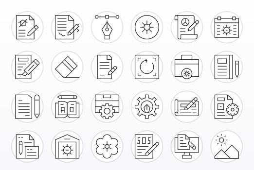 24 Thin Line Grid Fitted Icons tailored for Modify Retina Ready interface vector