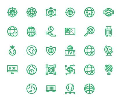 International Scalable Set featuring 28 Pixel Optimized Bold Line 64x64 Icons vector