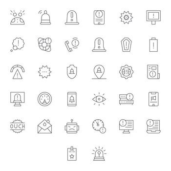 32 High Resolution Icons for Critical in Pixel Optimized Thin Line Format vector