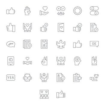 Acceptance Professional Set with 32 Thin Line Display Perfect High Resolution Icons vector