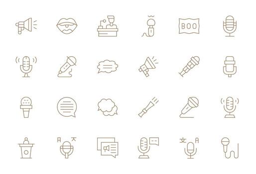 24 Thin Line PIXEL Perfect Icons tailored for Speech 256x256 interface vector