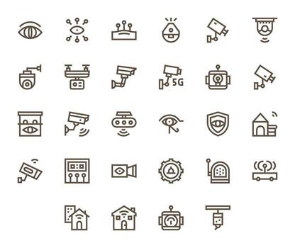 Monitoring System Graphics Pack including 28 Bold Line 128x128 Pixel Aligned Icons vector
